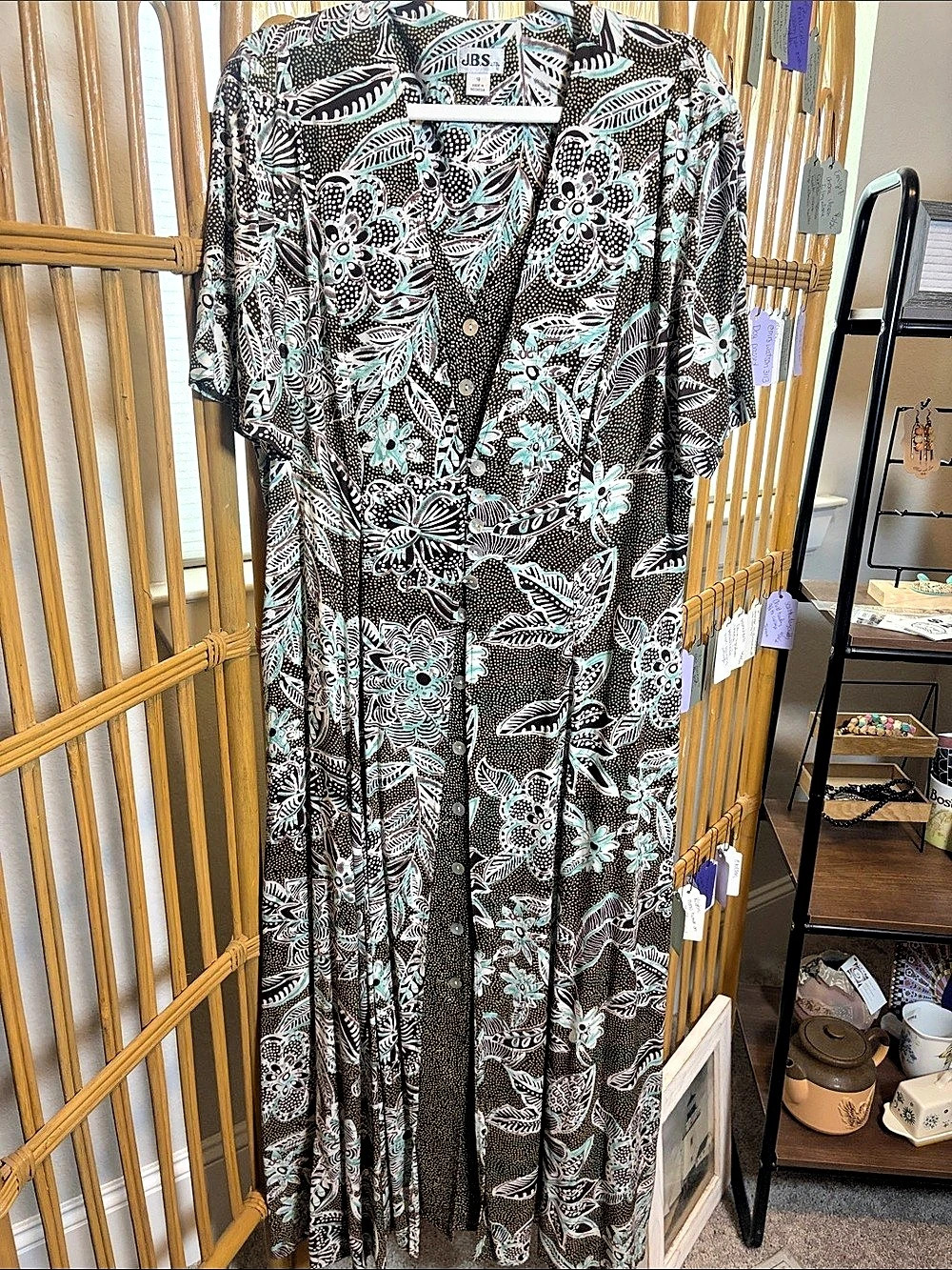 J.B.S. LTD. Vintage JBS Floral Maxi Dress Size 18 | 100% Rayon Button Front Dres